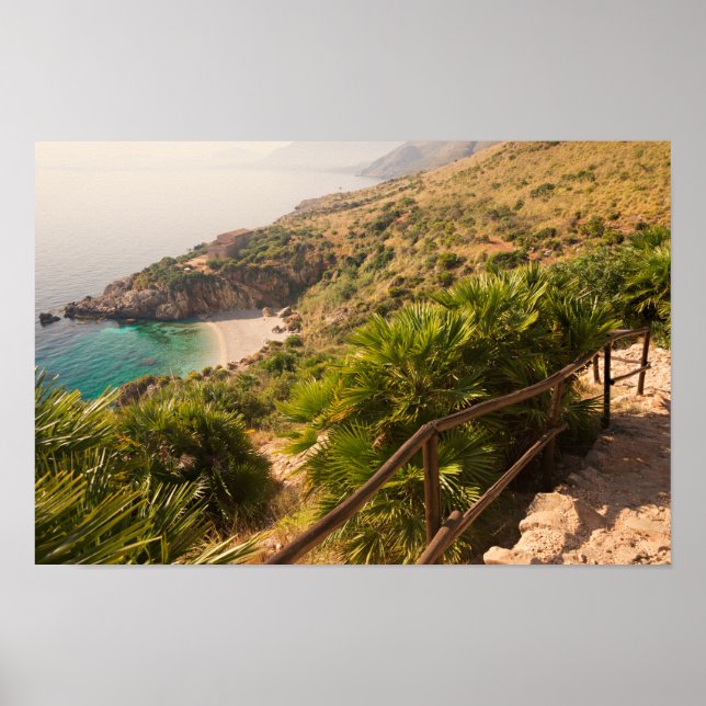 Secluded beach in Lo Zingaro, Sicily Poster (Front)