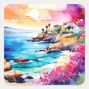 "Secluded Beach"  Square Sticker