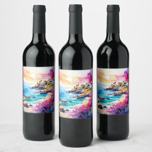 "Secluded Beach"  Wine Label