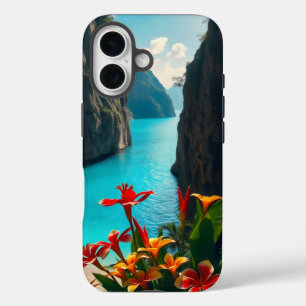 secluded lagoon nestled among imposing limestone  iPhone 16 case