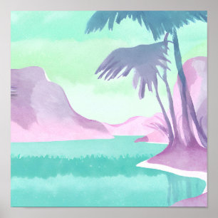 Secluded pastel lagoon poster