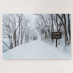 Secluded Winter Drive Marriage Proposal Puzzle