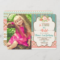 Second 2nd birthday invitations girl two wild