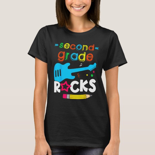 Second 2nd Grade Rocks Teacher Student  Back To Sc T-Shirt (Front)