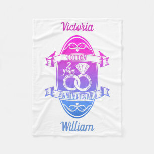 Second 2nd wedding anniversary traditional cotton fleece blanket