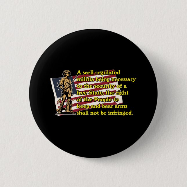 Second Amendment 6 Cm Round Badge (Front)