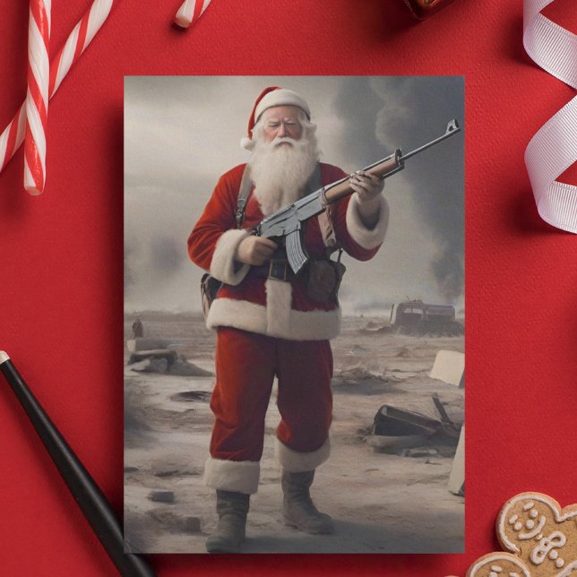 Second Amendment Anti Woke Santa Funny Christmas Holiday Card (Creator Uploaded)