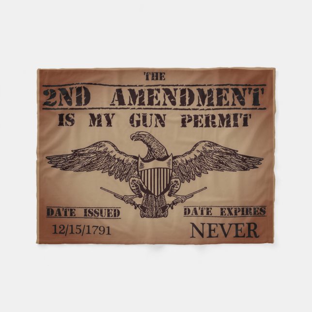 SECOND AMENDMENT GUN PERMIT  FLEECE BLANKET (Front (Horizontal))