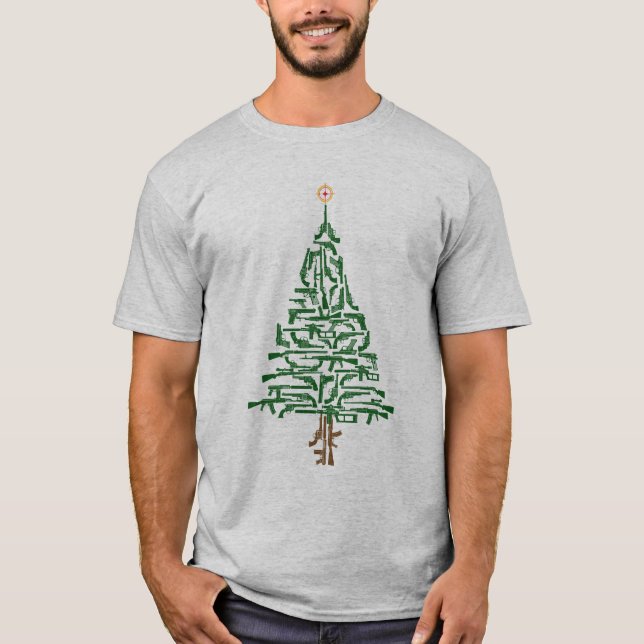 Second Amendment Hunter's Christmas Tree T-Shirt (Front)