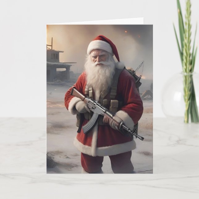 Second Amendment Santa Funny Christmas Holiday Card (Front)