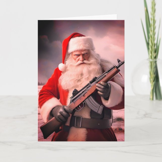  Second Amendment Santa Funny Christmas Holiday Card (Front)