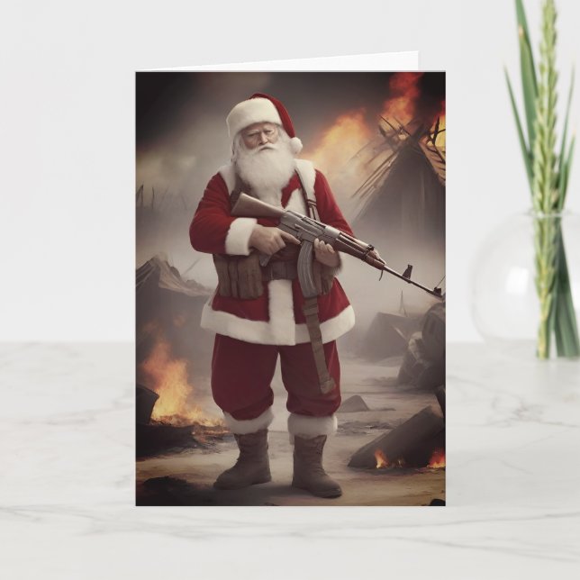  Second Amendment Santa Funny Christmas Holiday Card (Front)
