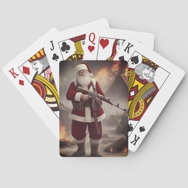  Second Amendment Santa Funny Christmas Playing Cards (Back)