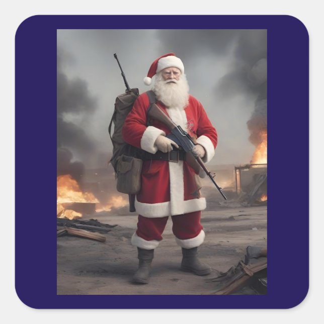 Second Amendment Santa Funny Christmas Square Sticker (Front)