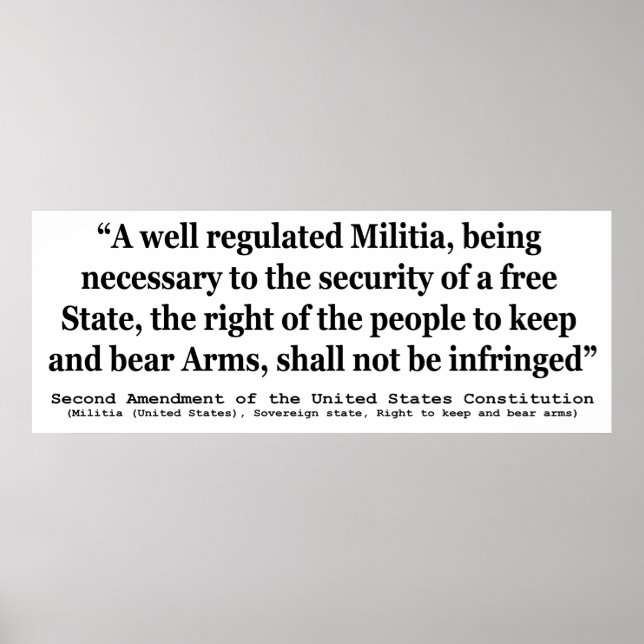 Second Amendment to the United States Constitution Poster (Front)