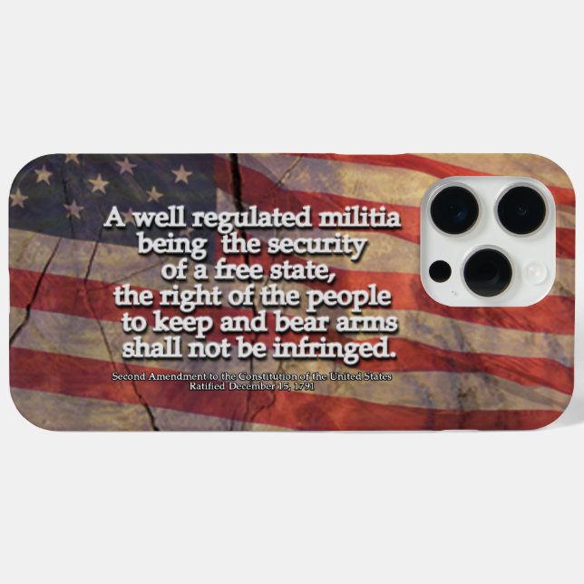 Second Amendment Typography Rustic US Flag Case-Mate iPhone Case (Back (Horizontal))