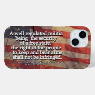Second Amendment Typography Rustic US Flag iPhone 15 Case