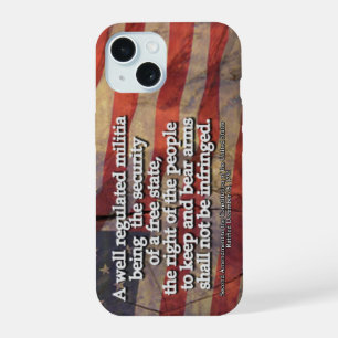 Second Amendment Typography Rustic US Flag iPhone 15 Case