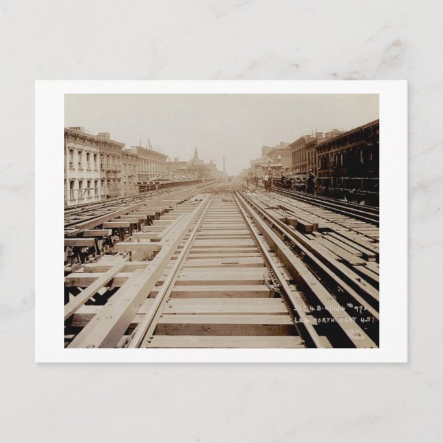 Second Ave View North From 56th Street NYC Rails Postcard (Front)