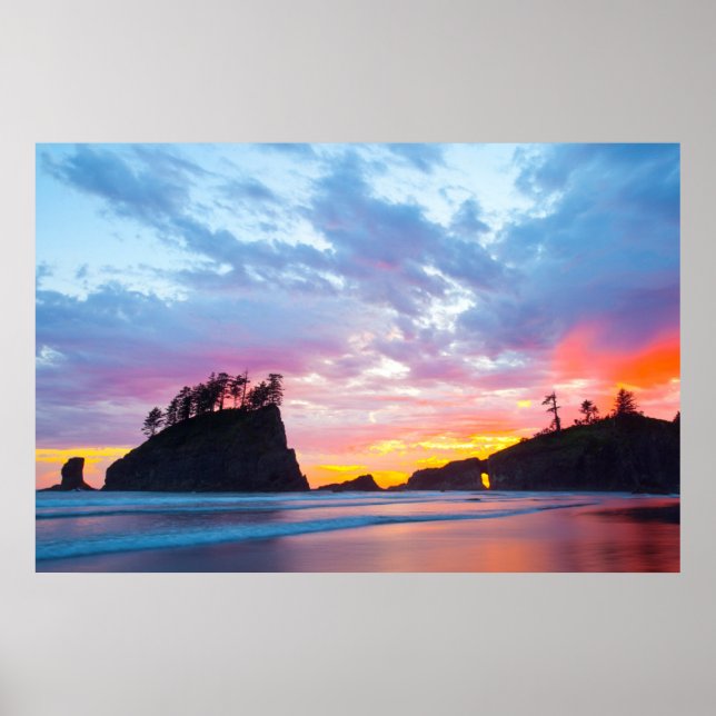 Second Beach at sunset, Washington Poster (Front)