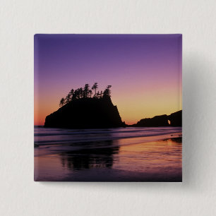 Second Beach at Twilight, Olympic NP, WA, USA 15 Cm Square Badge