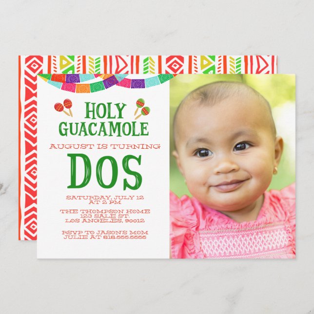 SECOND BIRTHDAY FIESTA - PHOTO - DOS INVITATION (Front/Back)