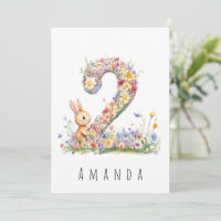Second Birthday Floral Two & Bunny Card