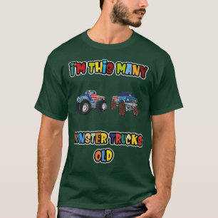 Second Birthday  I'm this many Monster Trucks Old  T-Shirt