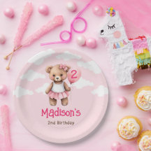 Second Birthday Paper Plates Bear Theme