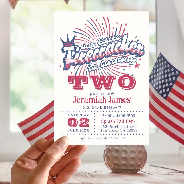 Second Birthday Patriotic One Little Firecracker Invitation (Creator Uploaded)