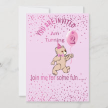Second Birthday Pink Invitation