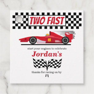 Second Birthday Red Race Car Two Fast Favour Tags