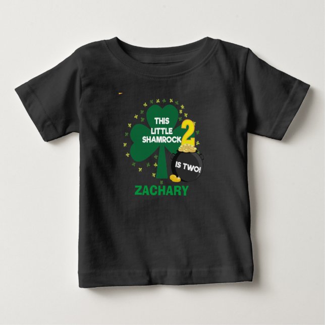 Second birthday shirt Irish shamrock forSt.Patrick (Front)
