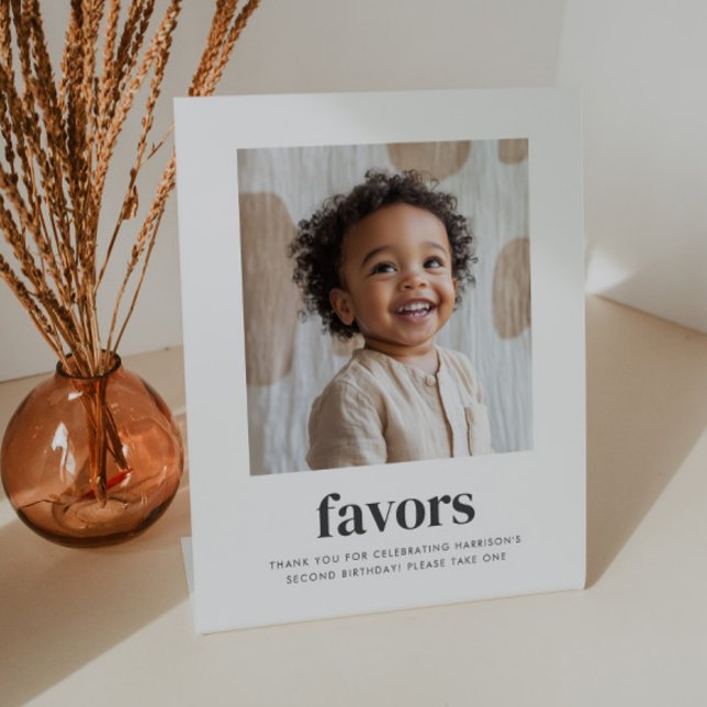 Second Birthday - Square Photo Favours Sign (Zazzle Second Birthday - Square Photo Favors Sign)