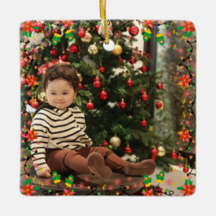 Second Christmas Custom Family Photo Text Template Ceramic Ornament
