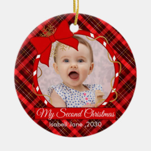 Second Christmas Custom Family Photo Text Template Ceramic Ornament