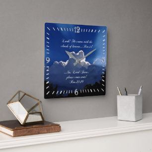 Second Coming Inspirational Scripture Square Clock