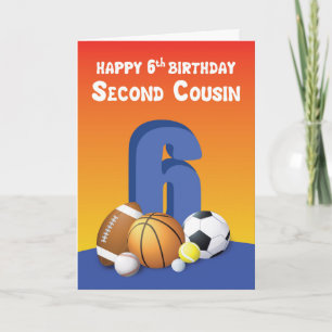 Second Cousin Boy 6th Birthday Sports Balls Card
