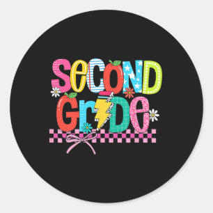 Second Grade Back To School 2nd Grade Coquette Tea Classic Round Sticker