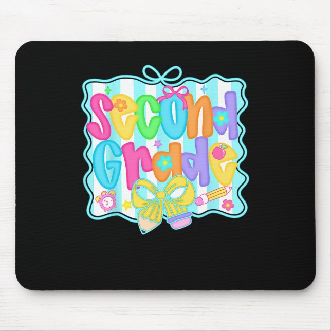 Second Grade Back To School 2nd Grade Coquette Tea Mouse Pad (Front)