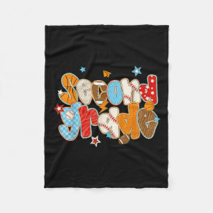 Second Grade Back To School Baseball Basketball Fo Fleece Blanket