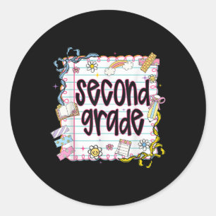 Second Grade Back To School Coquette Bow 2nd Grade Classic Round Sticker