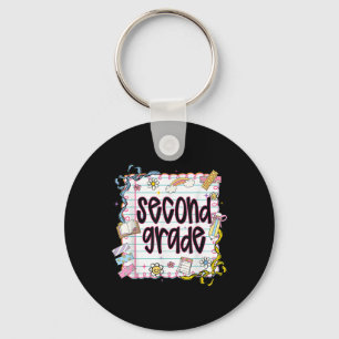 Second Grade Back To School Coquette Bow 2nd Grade Key Ring
