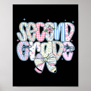 Second Grade Back To School Coquette Preppy Pencil Poster