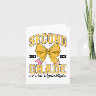 Second Grade Back To School First Day Pencil Bow 2 Card
