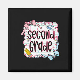 Second Grade Back To School For Girls Pink Noteboo Magnet