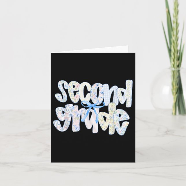 Second Grade Coquette Bow Back To School First Day Card (Front)
