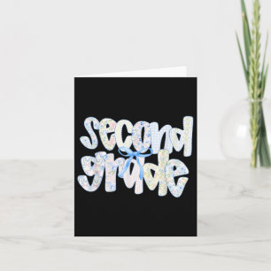 Second Grade Coquette Bow Back To School First Day Card