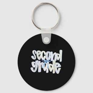 Second Grade Coquette Bow Back To School First Day Key Ring