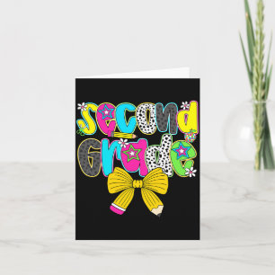 Second Grade Coquette Bow First Day Of School Back Card